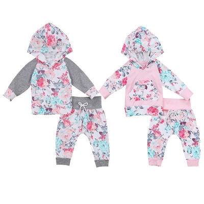 

Newborn Kid Baby Girl Flower Hooded Tops Pants Legging Outfits Clothes