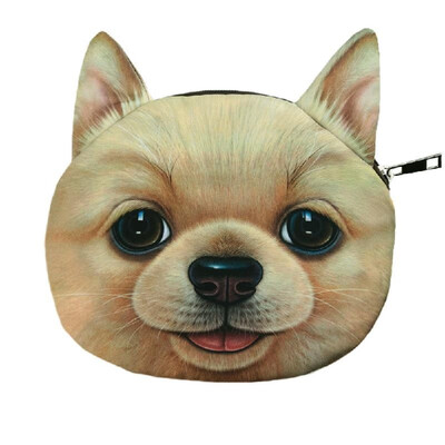

Cute Fashion Women Crossbody Bag Dog Face Head Animal Print Zipper Closure Small Shoulder Chain Bag Handbag