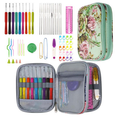 

9pcs TPR Aluminum Sewing Needles Crochet Hooks Stitching Knit Craft Tools