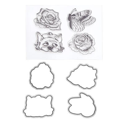 

Silicone Flower StampMetal Cutting Dies Stencil Frame Craft Scrapbook