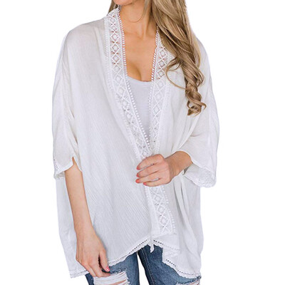 

Toponeto Women Ladies Lace Open Cape Casual Coat Blouse kimono Jacket Cardigan BKL