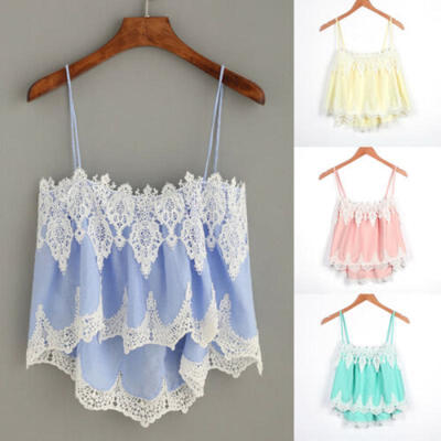 

Fashion Women Summer Loose Lace Blouse Ladies Casual Tank Vest Crop Tops T Shirt