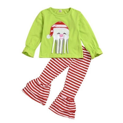 

Christmas Newborn Kids Baby Girls Clothes T-shirt TopStriped Pants Leggings Outfits
