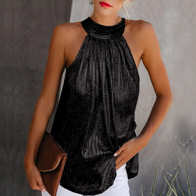 

Womens Halter Neck Crop Top Ladies Sleeveless Summer Tank Tops Vest T Shirt