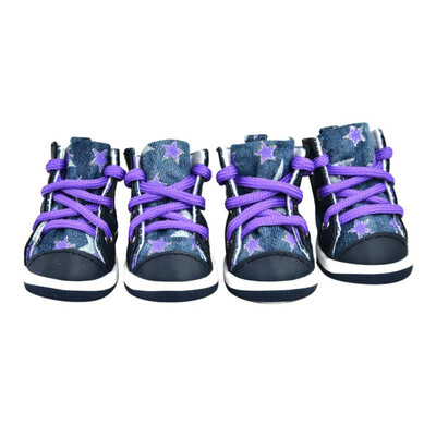 

4 PcsSets Dog Shoes Jean Puppy Winter Snow Boots Warm Waterproof Casual Dog Shoes Pet Slip-resistant Waterproof Shoes Teddy
