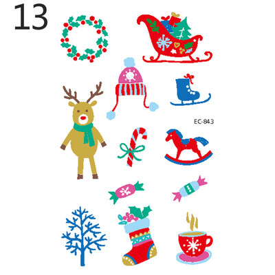 

Cartoon Christmas Elements Waterproof Temporary Tattoo Stickers Children Gift