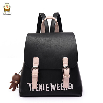 

North bag ins double shoulder bag female small backpack Korean version of schoolbag soft leather 100 students bag college