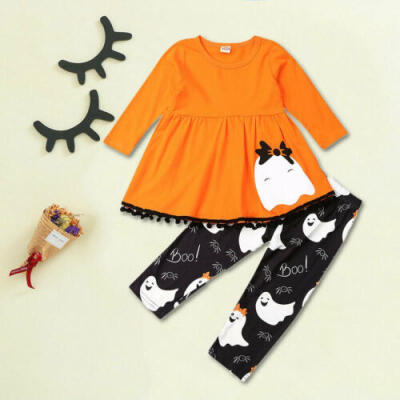 

UK Infant Baby Girl Halloween Cute Ghost Dress Trousers Tutu Skirt Outfit Cloths