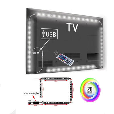 

2x50cm 2x100cm 5V USB RGB LED Strip Lights 5050 SMD Fairy Strip Light TV Back Lighting Kit 44key Remote Control