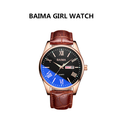 

Korean fashion leisure simple belt womens watch waterproof double date student quartz watch woman