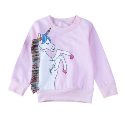 

Toddler Kids Baby Girls Unicorn Sweatshirt T-shirt Spring Clothes Sweater 1-7Y