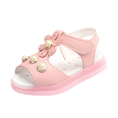

Toddler Kids Baby Girls Sandals Floral Pearl Roman Sandals Princess Shoes