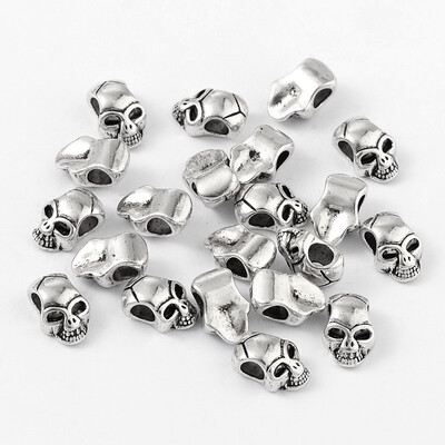 

Tibetan Style European Beads Cadmium Free & Nickel Free & Lead Free Large Hole Beads Skull for Halloween Antique Silver