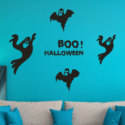 

〖Follure〗Happy Halloween Witch Bats Wall Sticker Window Home Decoration Decal Decor