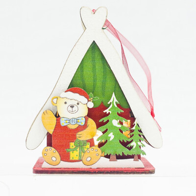 

Siaonvr LED Light Wood House Cute Christmas Tree Hanging Ornaments Holiday Decoration