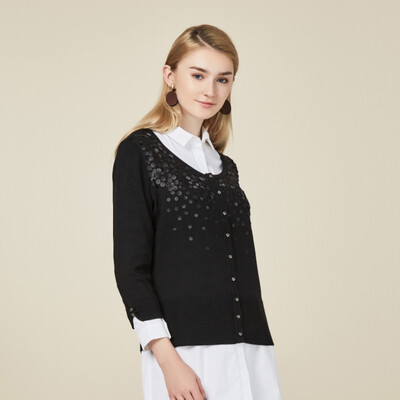 

Colorific Cardigan womens sweater black cardigan fashion simple 14579