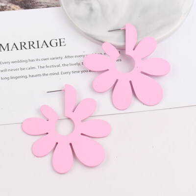 

E1016 New Fashion Painted Metal Big Leaf Earrings Statement Flower Stud Earrings For Women Wholesale Jewelry Pendientes Mujer