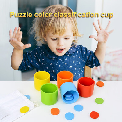 

YIWULAWooden Learning Color Matching Cup Teaching Sets Educational Blocks Kids Toys