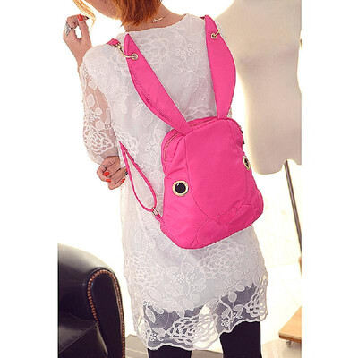 

New Cute Women Nylon Backpack Waterproof Cartoon Rabbit Pockets Zipper Casual Cool Shoulder Bag