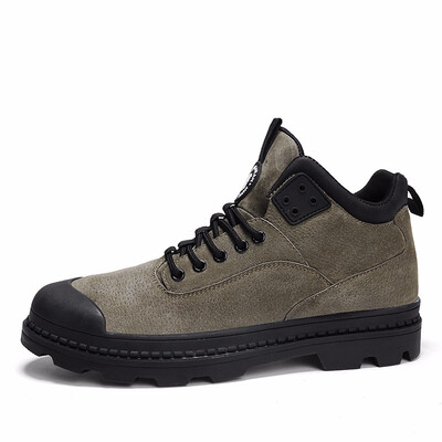 

Mens Boots Leather Casual Shoes Fashion Winter Boots Men Light Martin Boots Work Shoes Black Brown Khaki Size 39-44