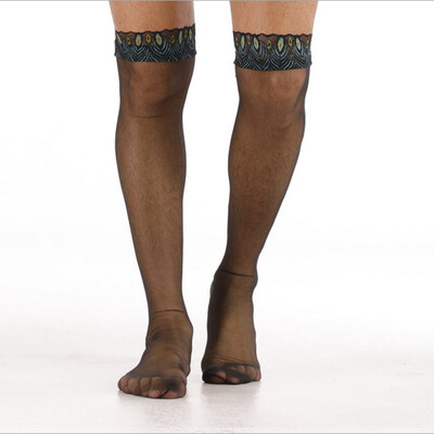 

Mens Casual See Through Thigh High Socks Elastic Slim Clubwear Stocking Leggings