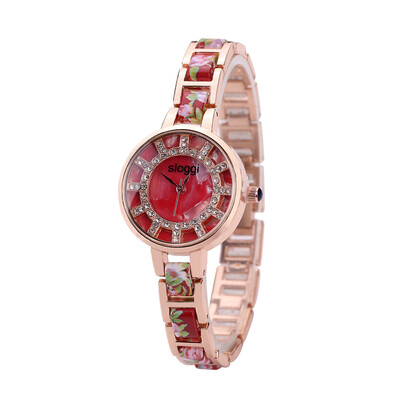 

Floral porcelain ladies watch imitation shell diamond Quartz table supply