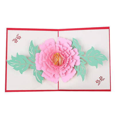 

3D Pop Up Cards Peony Flower Greeting Card Birthday Blessing Card Postcard