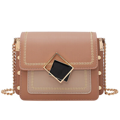 

Lingge chain small bag female 2019 new wild fashion semi-circle saddle bag ins super fire shoulder Messenger bag