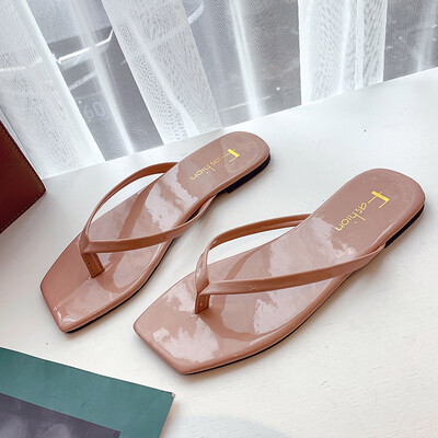 

Herringbone slippers for women wearing semi-flat-bottomed sandy beach sandwich with toe sandwiches in summer
