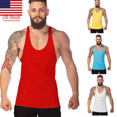 

US Men Gym Slim FIt Vest Bodybuilding Tank Muscle Clothing Stringer T-Shirt Tops