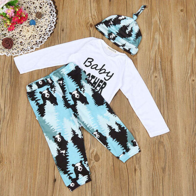

Newborn Baby Kids Panda Print Long Sleeve T-ShirtPants Outfits Cap Clothes Set