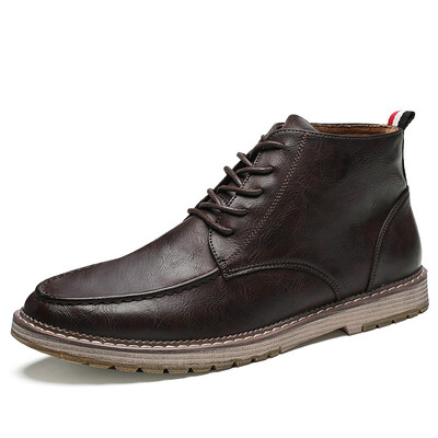 

Mens Boots Fashion Lace Up Shoes Genuine Leather Martin Shoes Casual High Cut Shoes For Men Black Brown Size 38-44