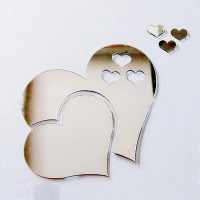 

3D Hearts Mirror Wall Stickers Decal DIY Art Mural Removable