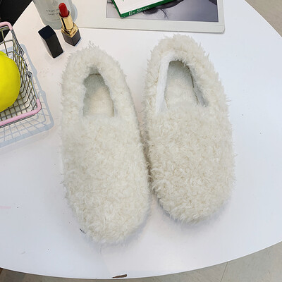 

Hairy shoes autumn&winter Korean version flat shoes flat soles velvet warm students bean shoes beans beans