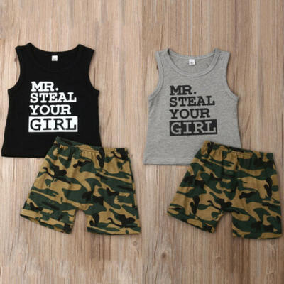 

Boys Kids Toddler Baby Vest TopsCamo Shorts Pants Summer Set Outfits Clothes US