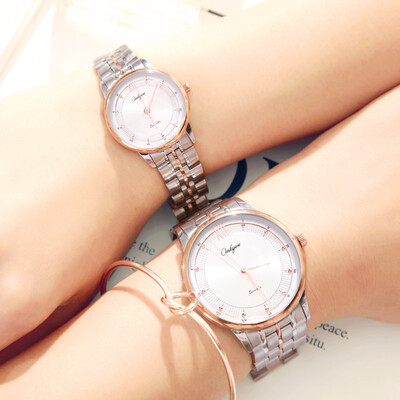 

Couple watches diamond rhinestone womens watch trend waterproof quartz watch ultra-thin steel belt mens watch