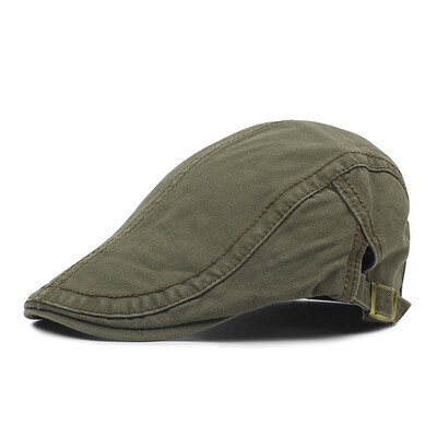 

Vintage Men Women Plain Peaked Cap Casquette Breathable Cotton Beret Newsboy Hat Cabbie Headwear