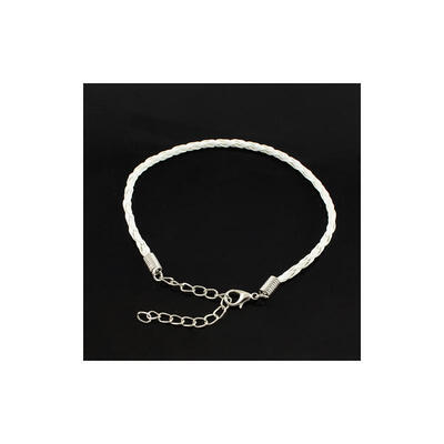 

Trendy Braided Imitation Leather Bracelet Making with Iron Lobster Claw Clasps&End Chains White 200x3mm