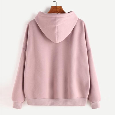 

Fashion Women Autumn Hooded Sweatshirt Drawstring Solid Color Long Sleeve Loose Hoodies Pullover Jumper