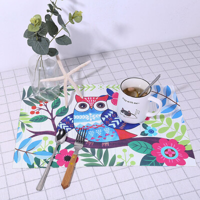 

Toponeto Colorful Pattern Placemat Compatible Crossweave Insulation Washable Table Mat