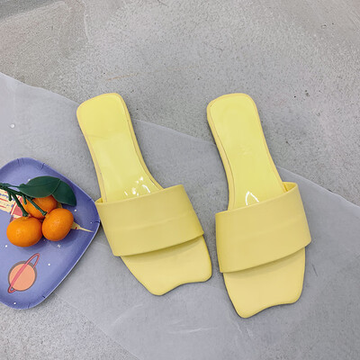

Ins trend Candy-colored square-headed slippers for women wearing summer Korean fashion Joker
