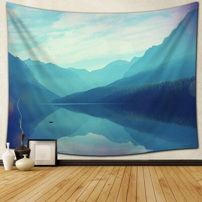 

Gobestart Wall Hanging Tapestry Snowy Blue Sky Lake Nature Home Decorations 60 x 60 inch