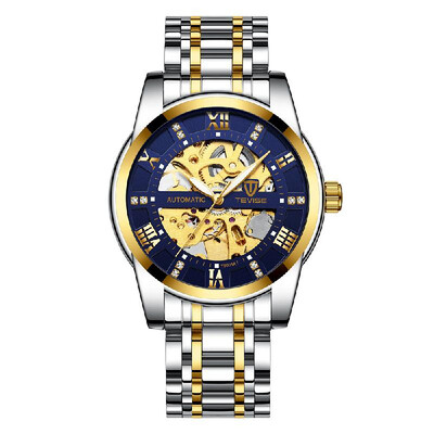 

TEVISE Men Automatic Self-Wind Watch Men Mechanical Business Watches Fashion Hollow Steel Wrist Watches