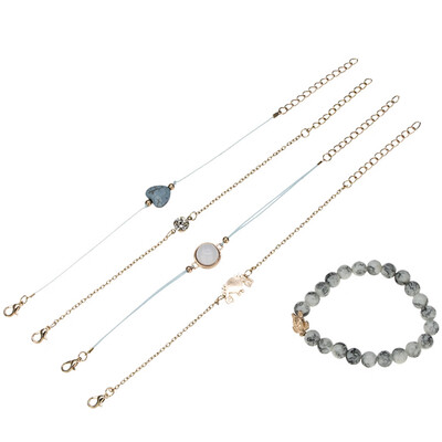 

Bohemia Multilayer Woven Bracelet Set Charm Women Fashion Natural Stone Turquoise Heart Unicorn Wave Bracelet