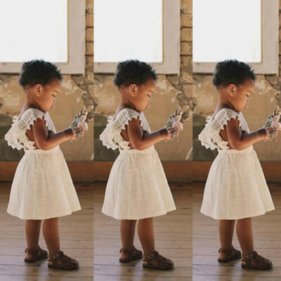 

Cute Newborn Baby Girls Dress Toddler Lace Sleeveless Backless Sundress Clothes