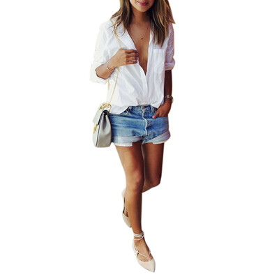 

2016 Luxury Blouses Casual White Shirt Sexy Women Tops Plus Size Shirt