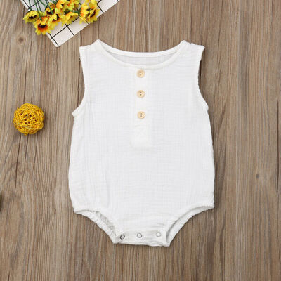

AU Newborn Kids Baby Boy Girl Sleeveless Romper Solid Jumpsuit Bodysuit Clothes