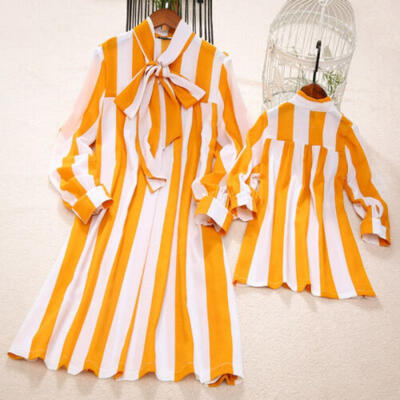 

Mommy&Me Family Matching Dress Mother Daughter Stripe Boho Beach Shirt Dress