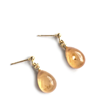 

Woman Amber Water Drops Gem Oval Sequins Embellishment Earrings