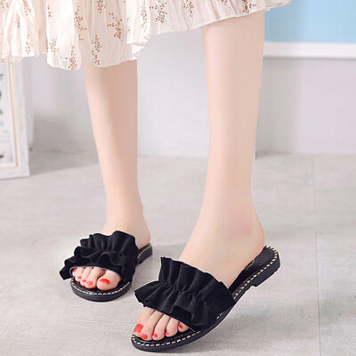 

Rose Womens Fashion Wild Flat Sandals Beach Sandals Solid Color Macrame Slippers
